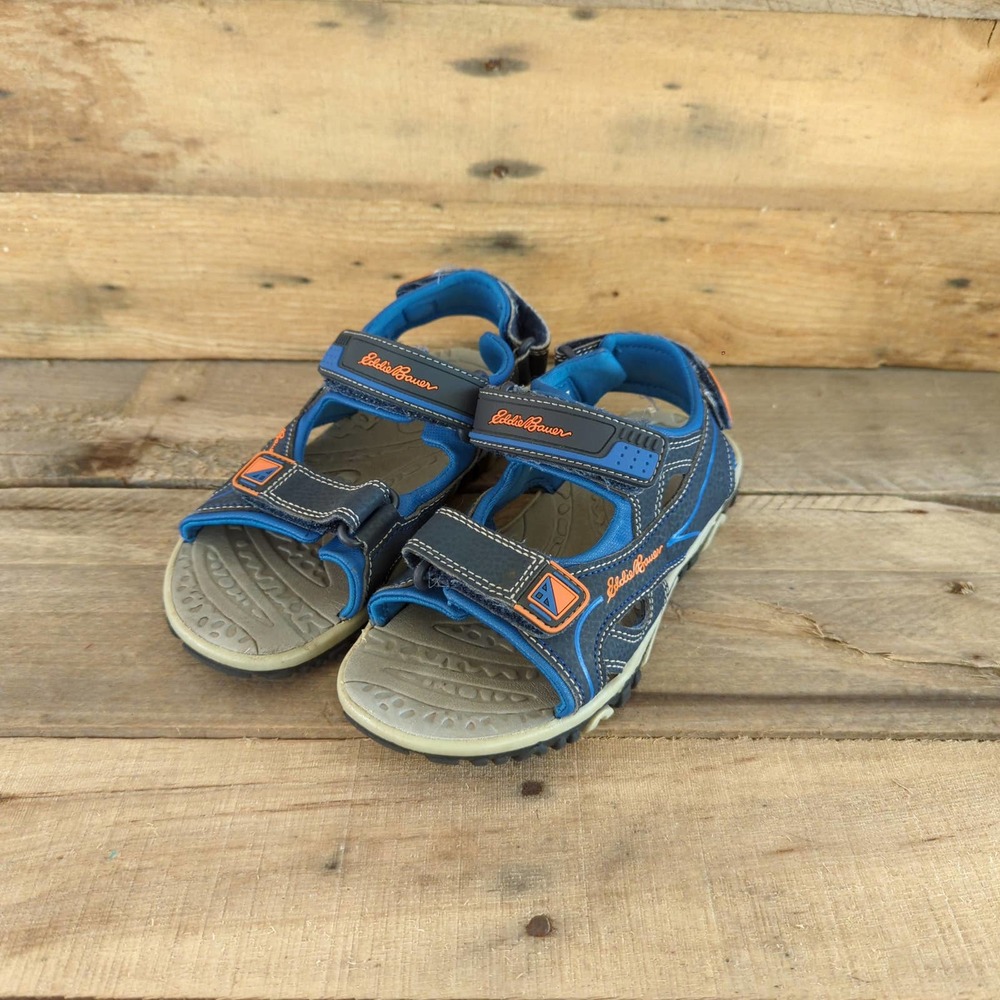 Kids Eddie Bauer River Sandals Size 2 Blue / Orange Preowned